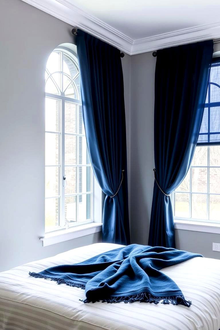 Grey Walls with Navy Blue Accents - 24 Navy Blue and Grey Bedroom Ideas