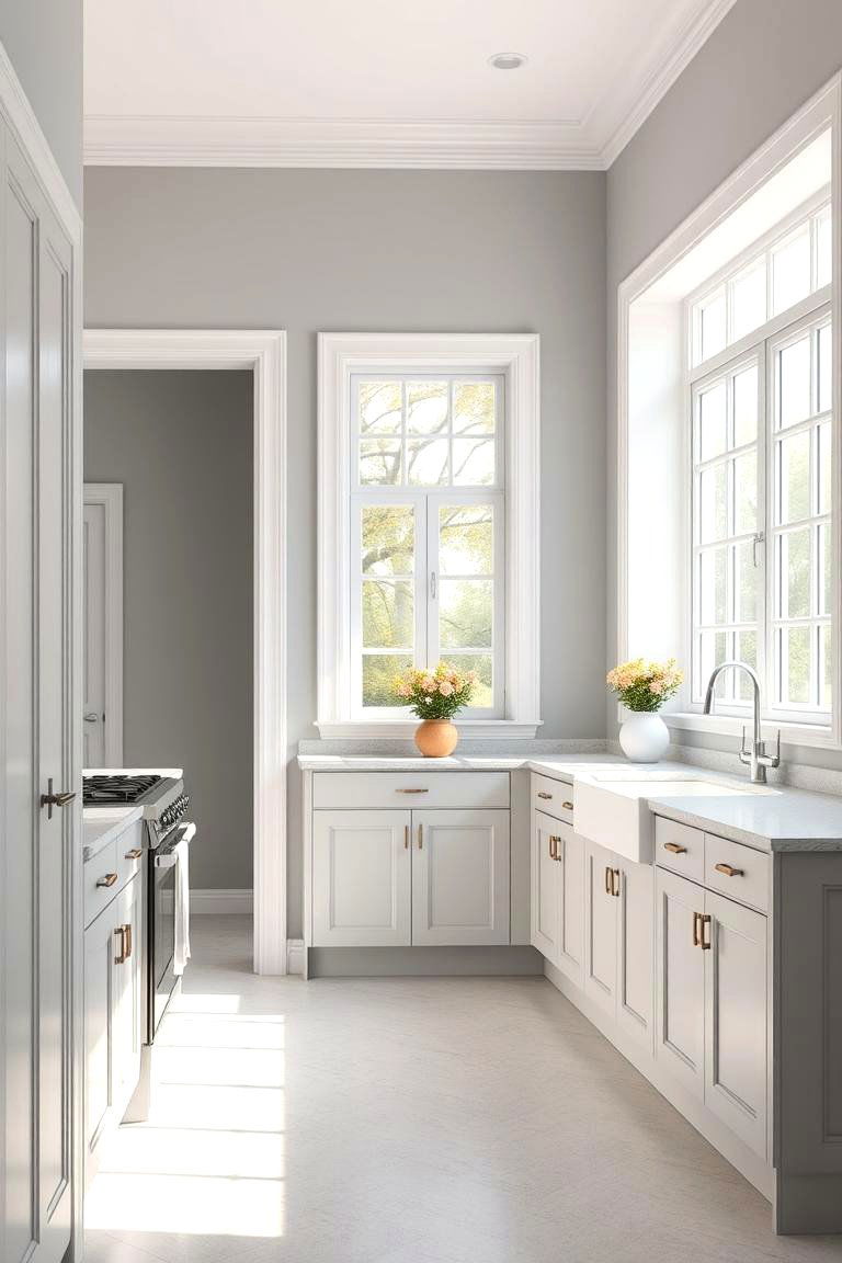 Grey Walls with White Trim - 24 Grey and White Kitchen Ideas