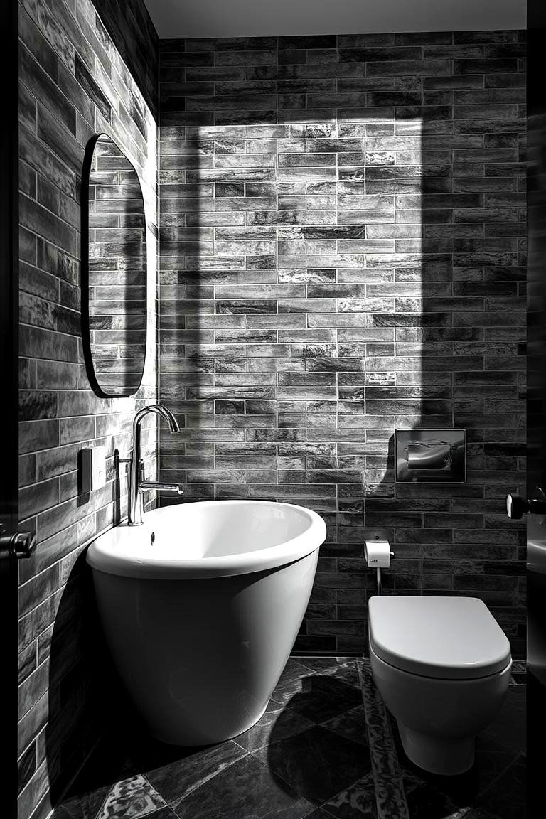 Grey and Black Tiles for a Bold Dramatic Statement - 24 Grey Tile Bathroom Ideas