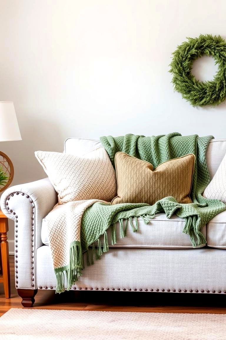 Grey and Green Throw Blankets for Cozy Accents - 24 Green and Grey Living Room Ideas
