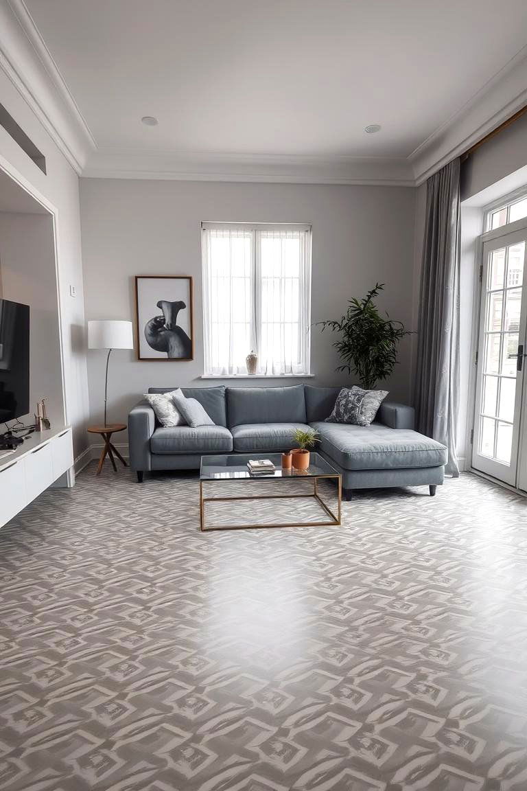 Grey and White Patterned Flooring for a Chic Look - 24 grey flooring living room ideas