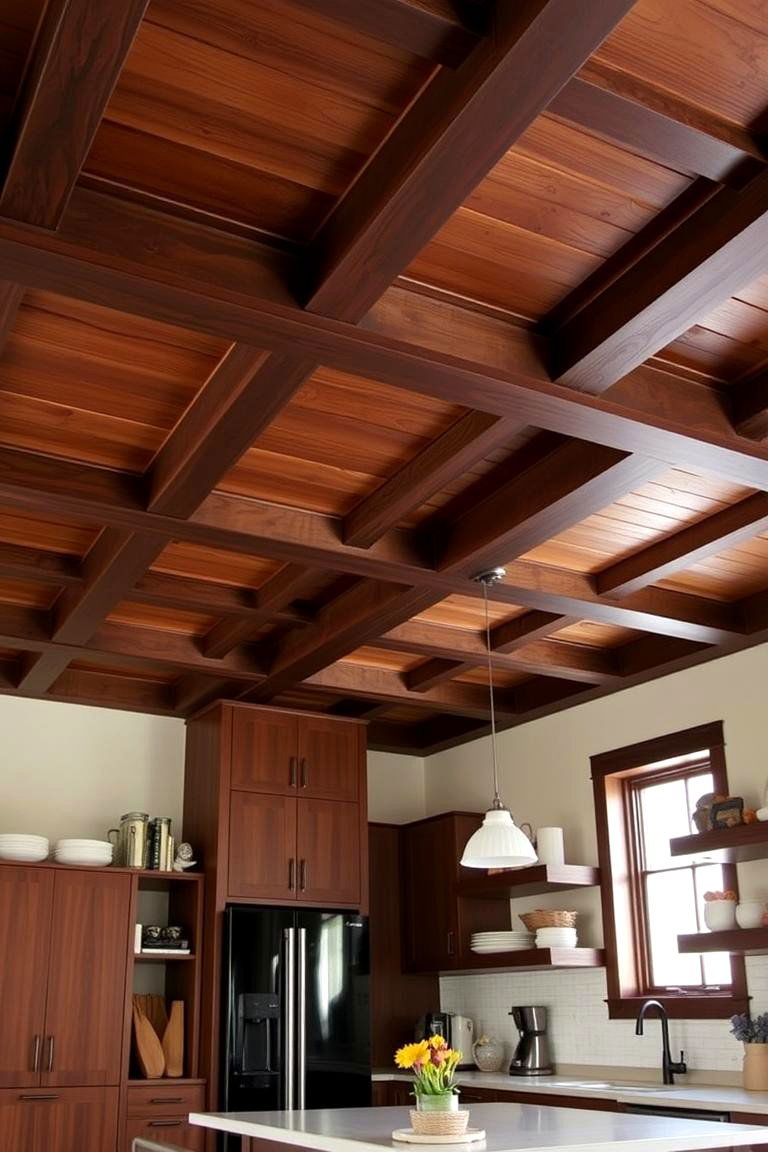 Grid Patterned Wood Ceiling - 24 Wood Ceiling Kitchen Ideas