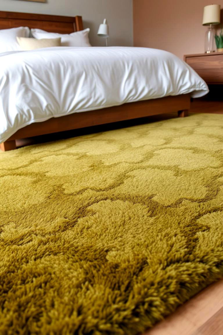 Grounding Olive Green Rug - 24 Olive Green Bedroom Ideas