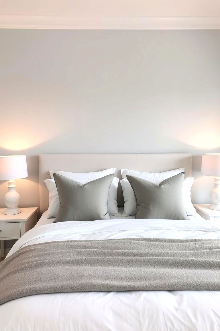 Guest Bedroom with Neutral Grey and White - 24 Grey and White House Interior Design Ideas