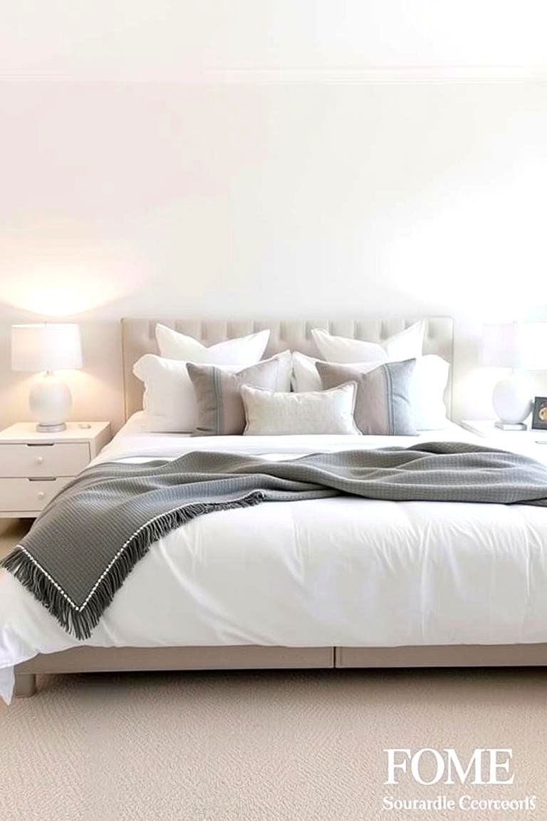 Guest Bedroom with Simple Grey and White Decor - 24 Grey and White House Interior Design Ideas