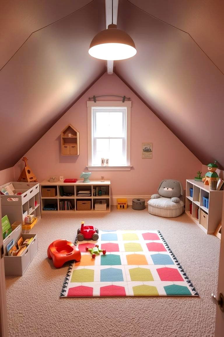 Guest Playroom for Visiting Children - 24 Low Ceiling Small Attic Room Ideas