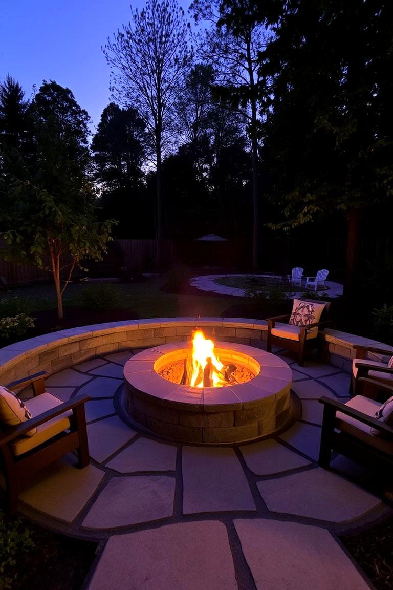 Half Round Flagstone Fire Pit - 24 Flagstone Fire Pit Ideas