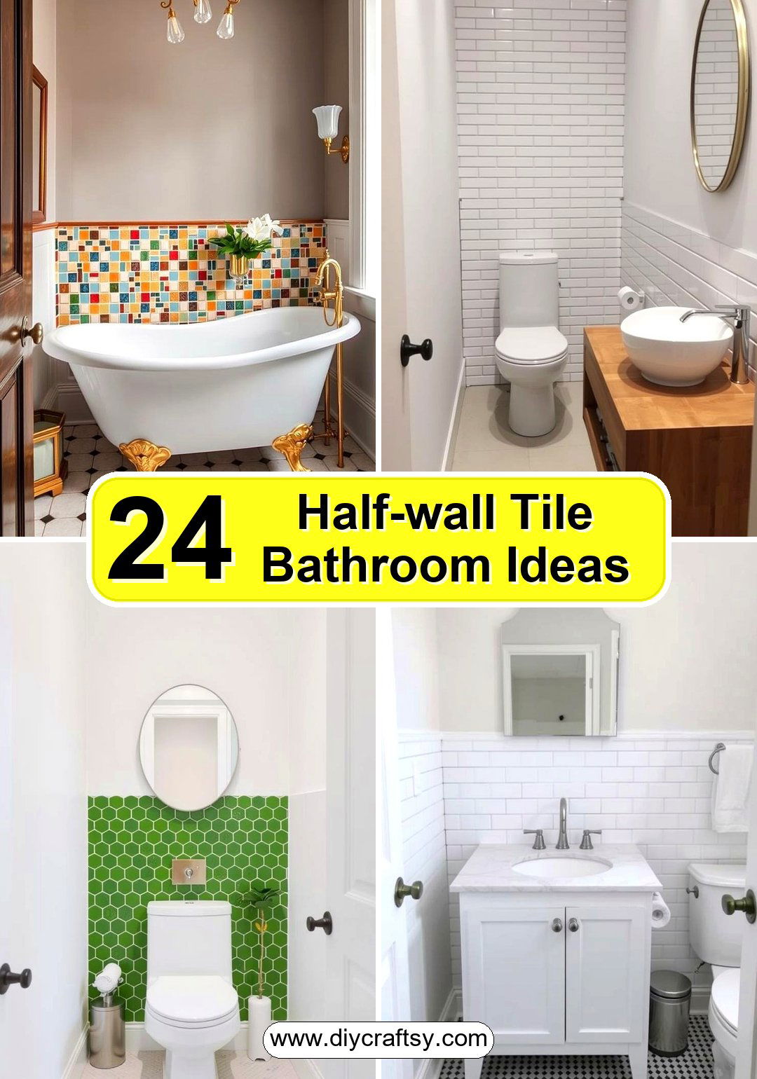 Half-wall Tile Bathroom Ideas