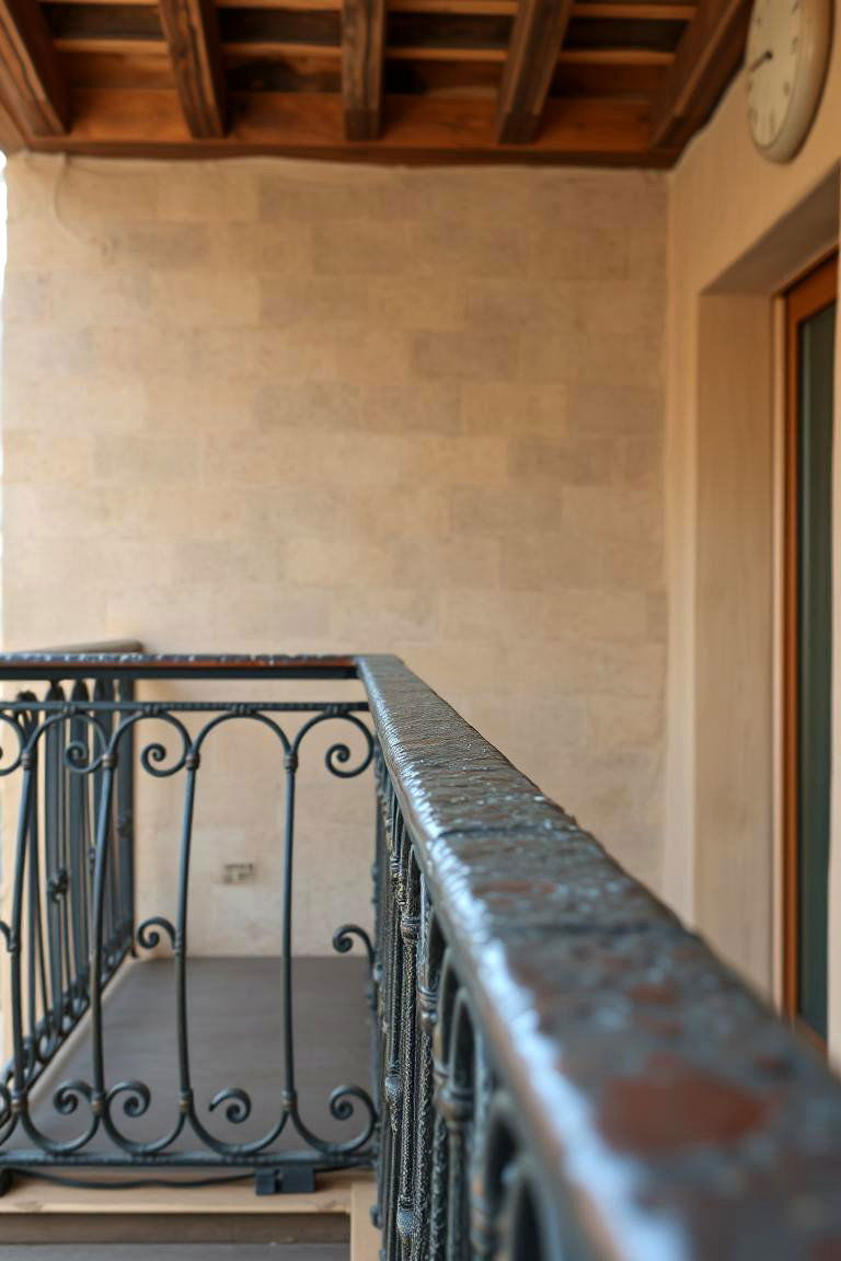 Hammered Finish Railing - 24 Wrought Iron Balcony Railing Design Ideas