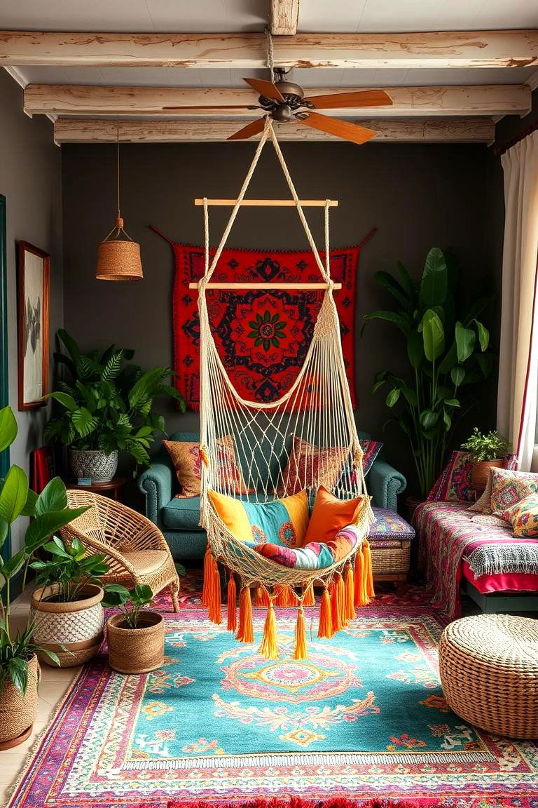 Hammock Chairs for a Bohemian Vibe - 24 Floor Seating Ideas