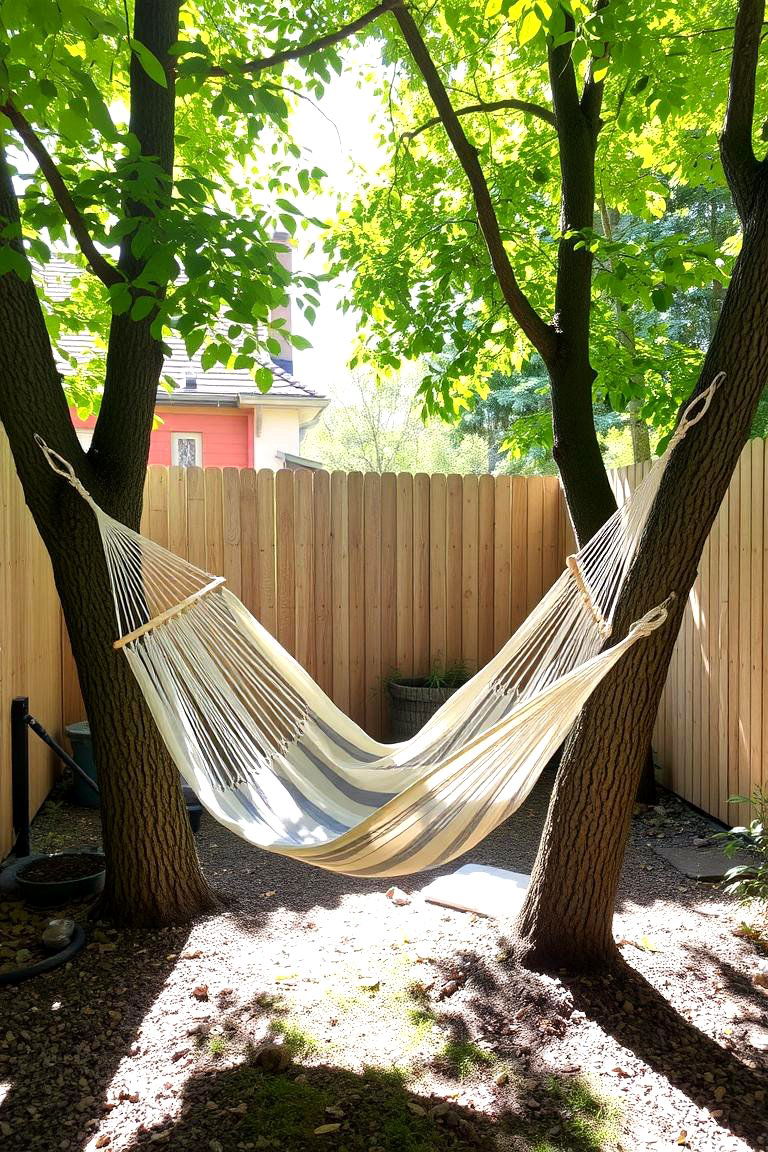 Hammock Relaxation Zone - 24 Small Backyard Landscaping Ideas