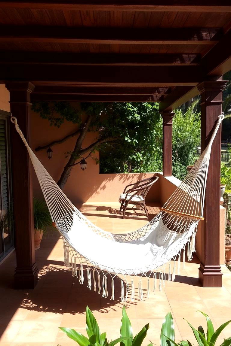 Hammock for Relaxation - 24 Mediterranean Patio Ideas