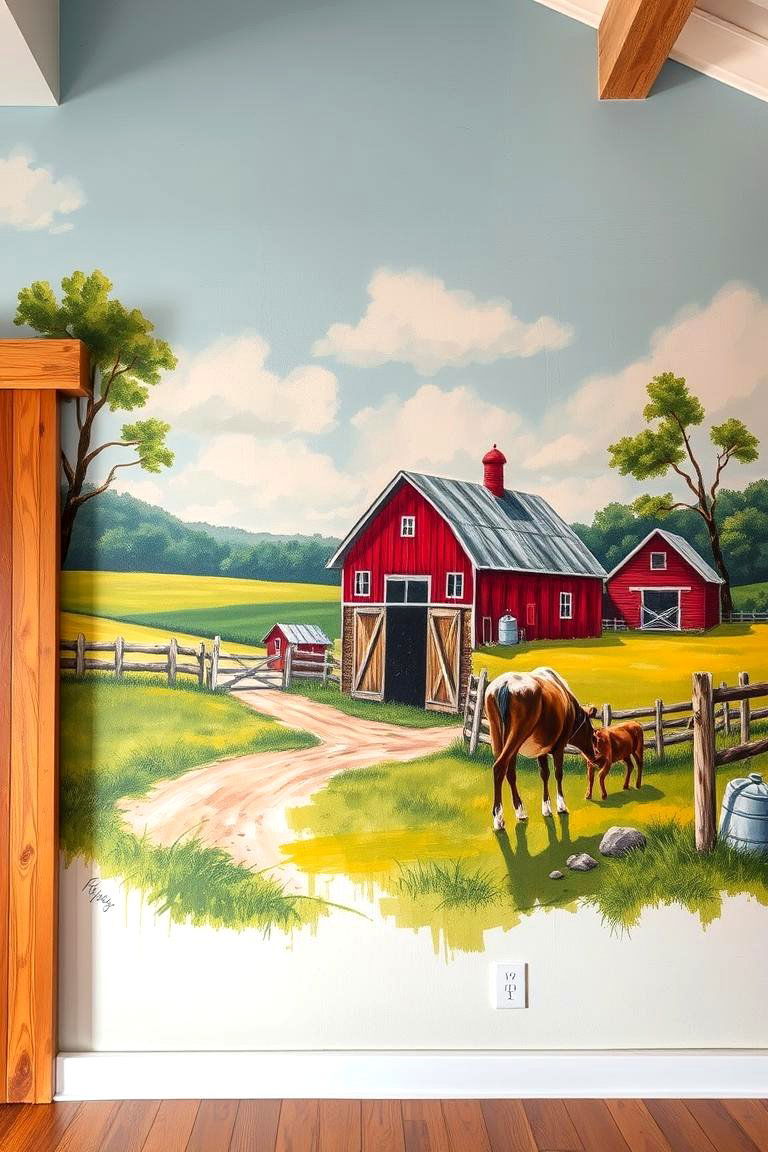 Hand Painted Barn Scenes - 24 Farmhouse Wall Decor Ideas