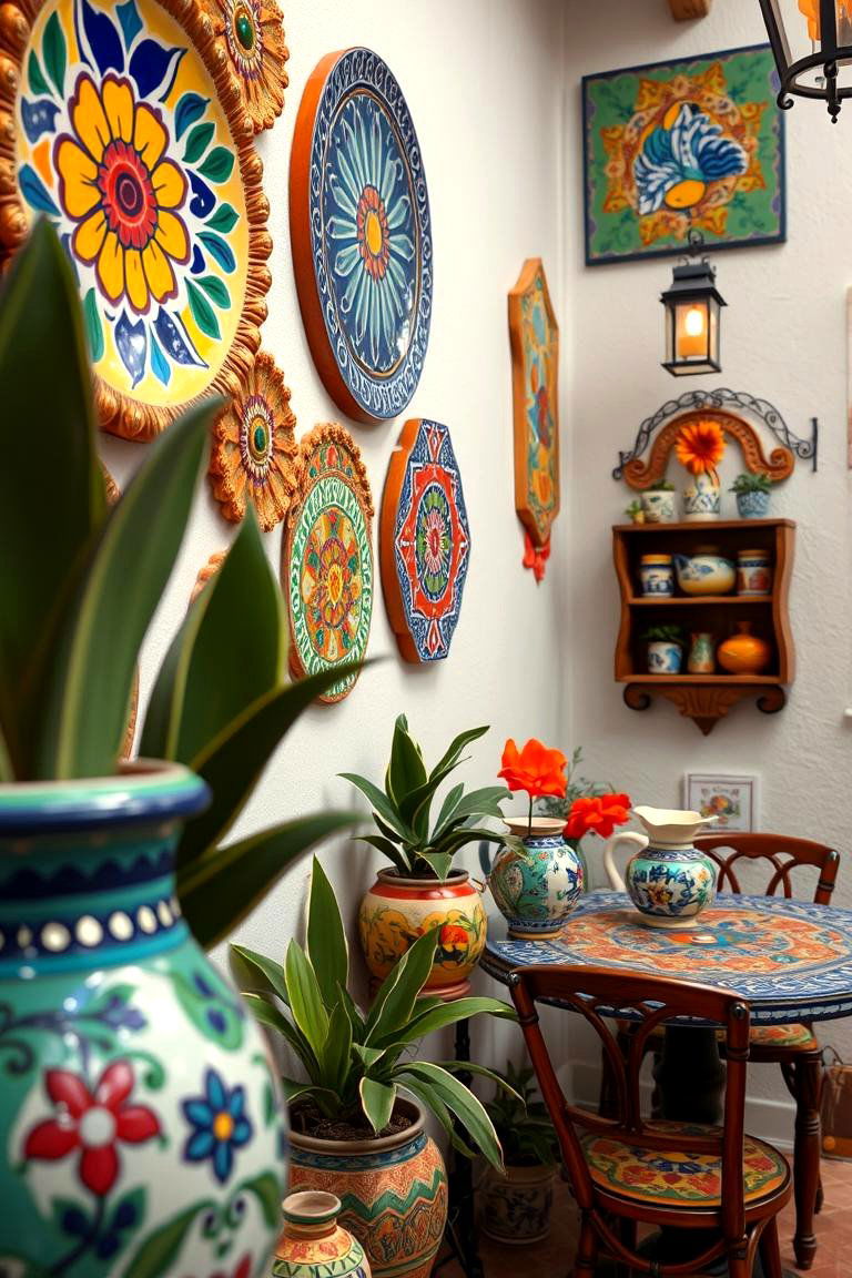 Hand Painted Ceramic Decor - 24 Spanish Style Living Room Ideas