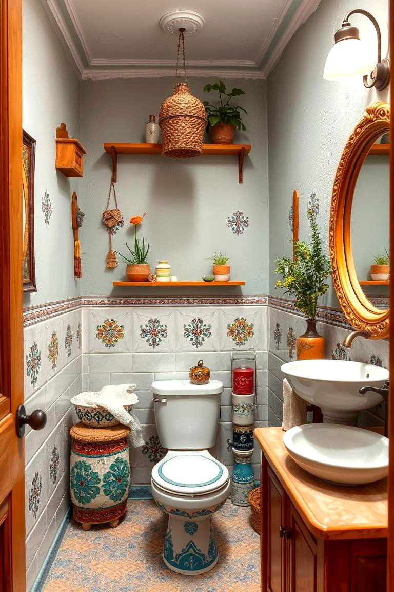Hand Painted Ceramic Details and Artisanal Decor - 24 Tuscan Bathroom Ideas
