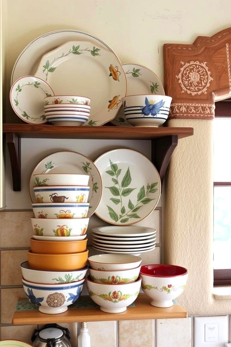 Hand Painted Ceramics - 24 Tuscan Kitchen Design Ideas