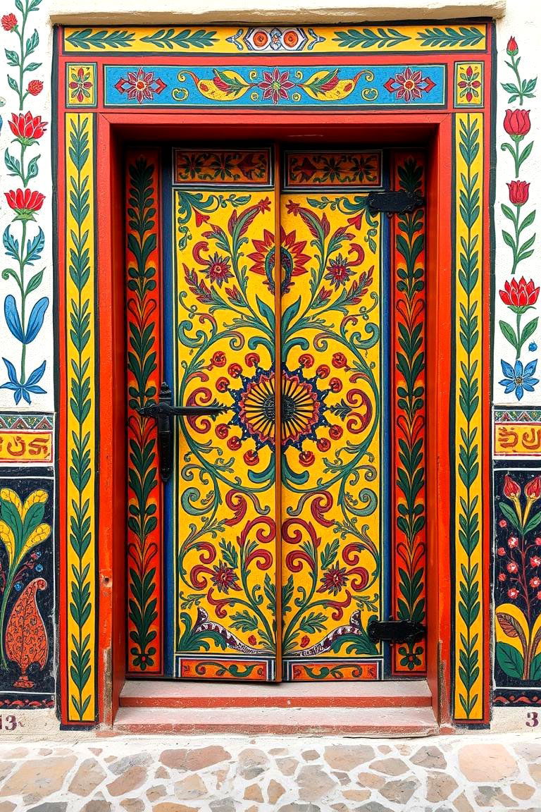 Hand Painted Door Art - 24 Mediterranean Front Door Ideas