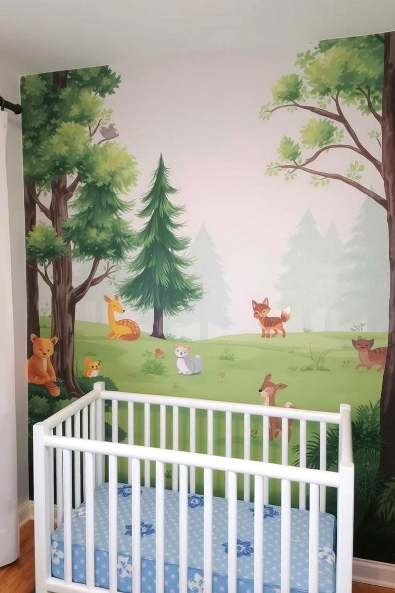 Hand Painted Forest Mural - 24 Woodland Nursery Ideas