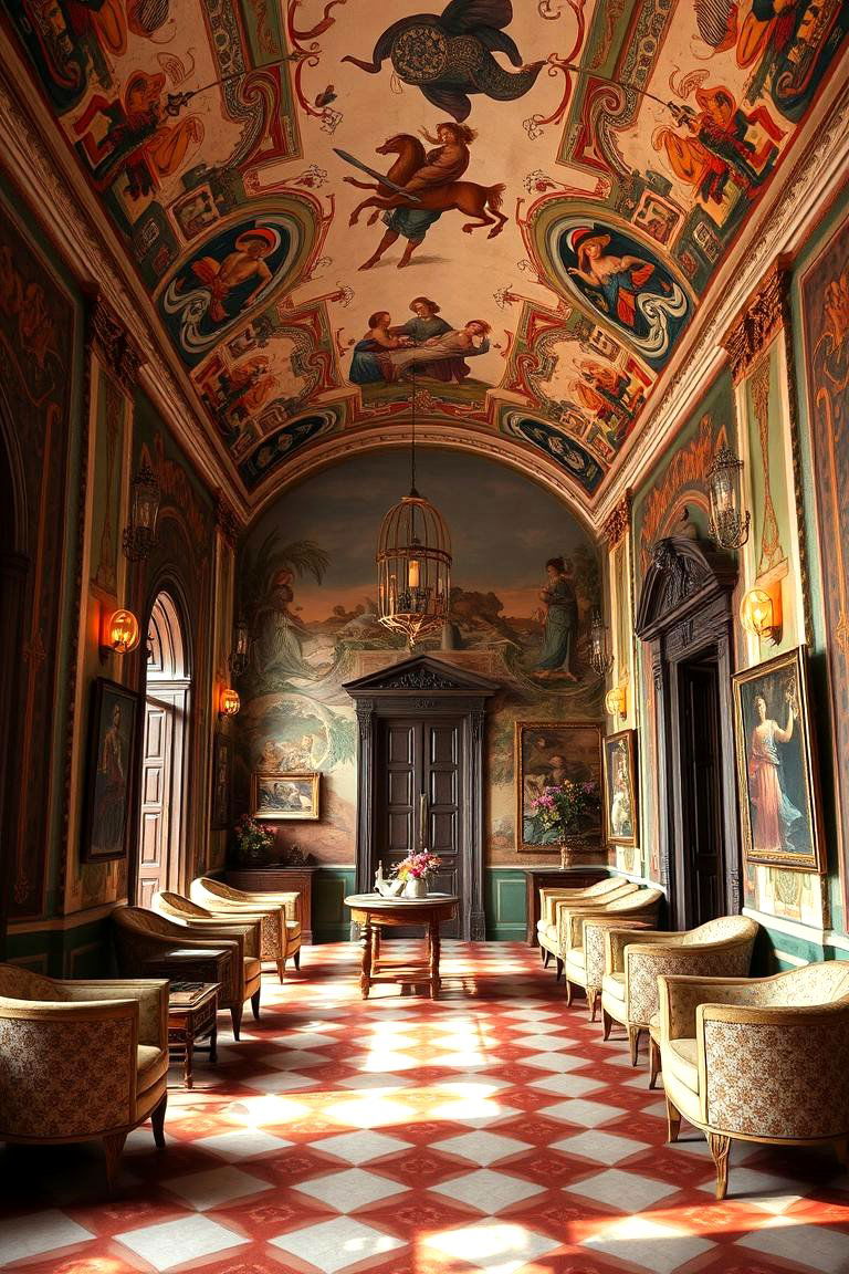 Hand Painted Fresco Walls - 24 Tuscan Living Room Ideas