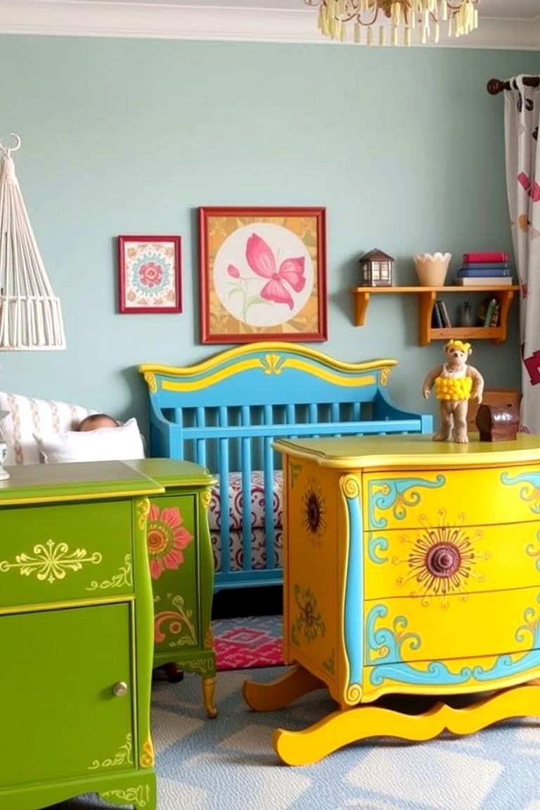 Hand Painted Furniture - 24 Boho Nursery Ideas