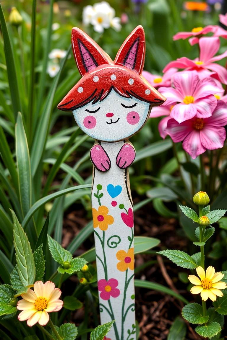 Hand Painted Garden Stakes - 24 Garden Art Ideas