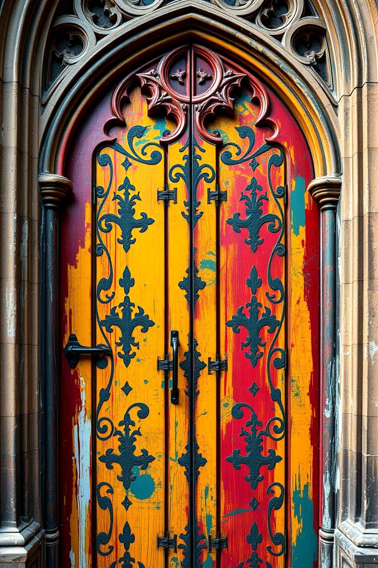Hand Painted Gothic Door with Artistic Flair - 24 Gothic Front Door Ideas