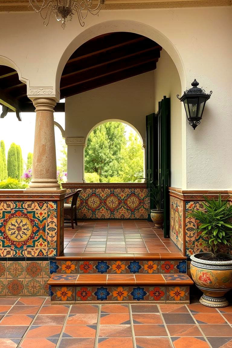 Hand Painted Mosaics - 24 spanish style front porch ideas