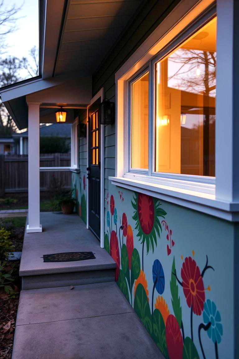 Hand Painted Mural Expression - 24 Exterior Wainscoting Ideas