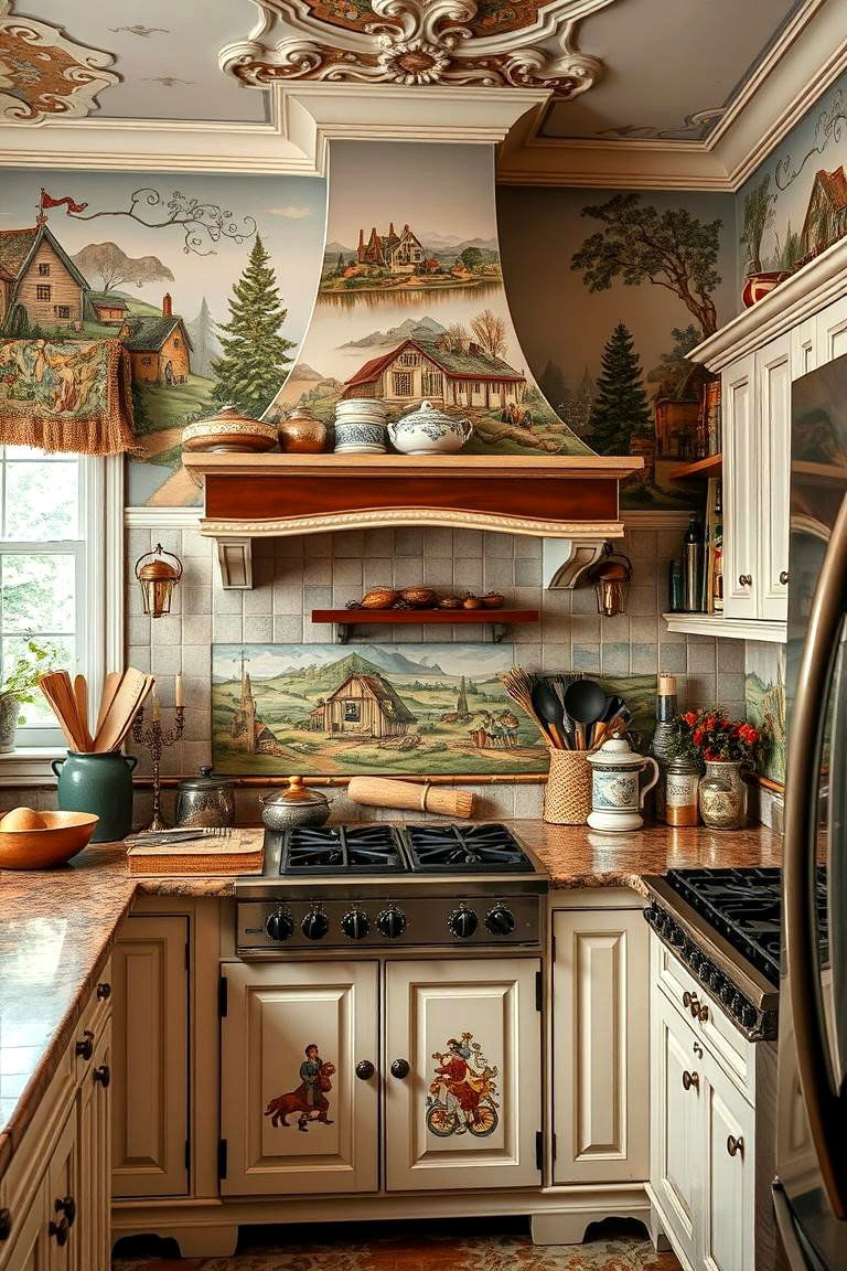 Hand Painted Murals - 24 Tudor Kitchen Ideas