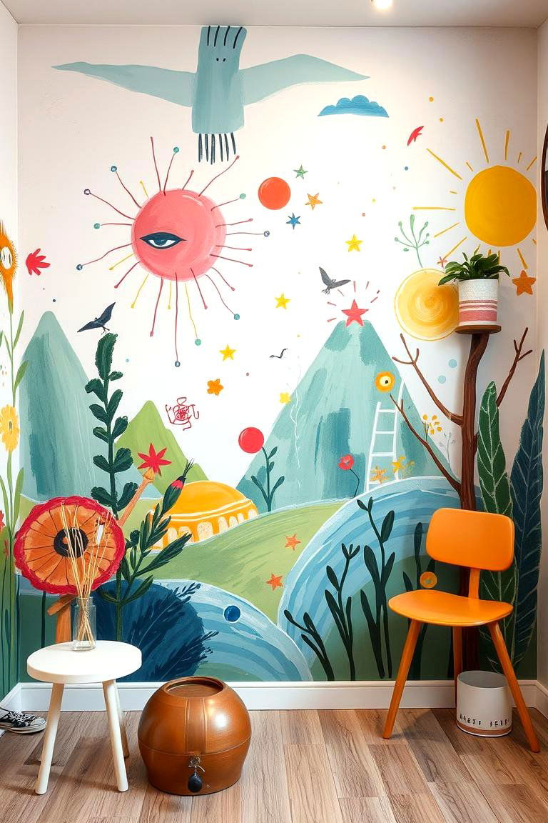 Hand Painted Murals - 24 Colorful Boho Bedroom Ideas