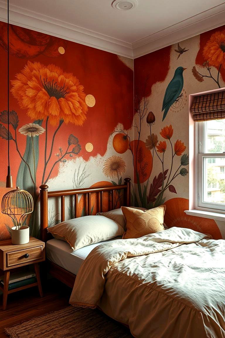 Hand Painted Murals with Earthy Themes - 24 Rust Bedroom Ideas