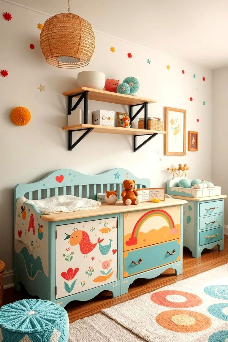 Hand Painted Nursery Furniture - 24 Farmhouse Nursery Ideas