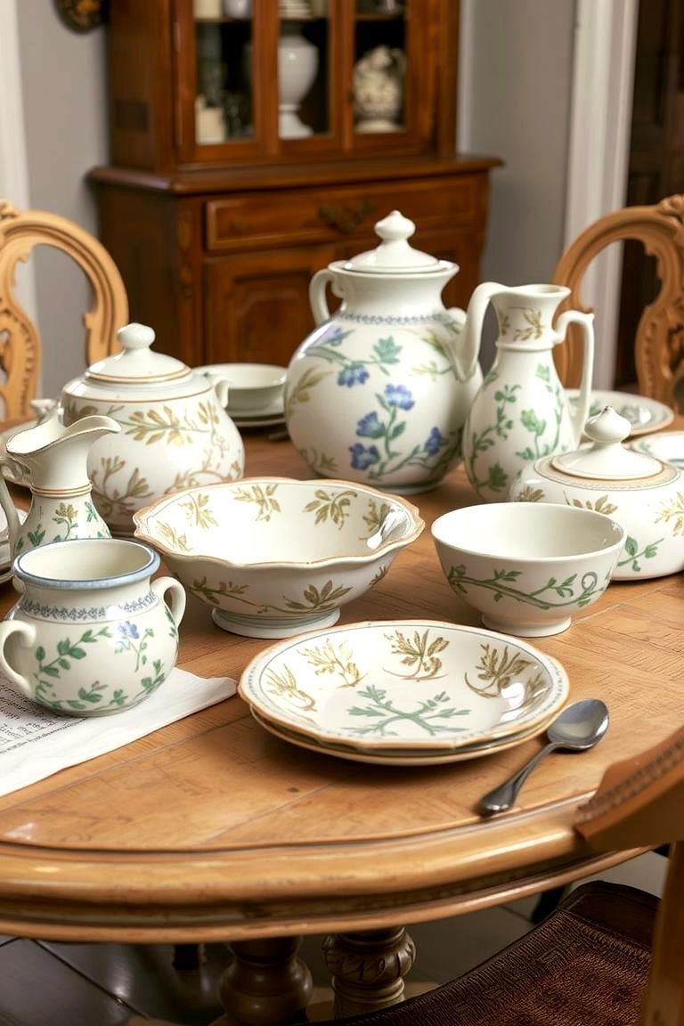 Hand Painted Pottery - 24 French Country Dining Room Ideas