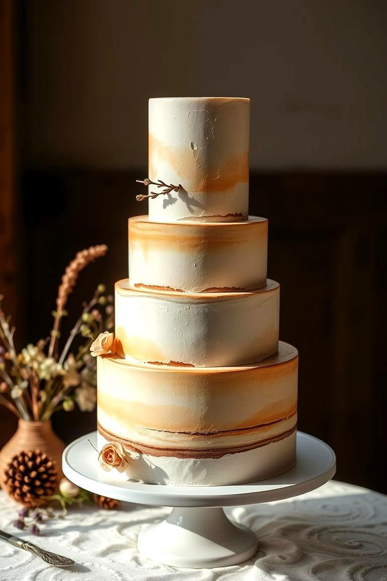 Hand Painted Rustic Wedding Cake - 24 Wedding Cake Ideas