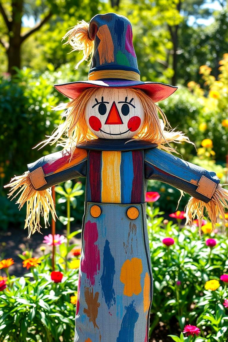 Hand Painted Scarecrow - 24 Garden Scarecrow Ideas