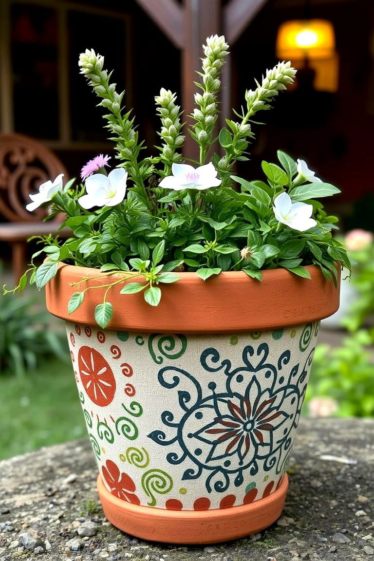 Hand Painted Terracotta Treasure - 24 Fairy Garden Container Ideas