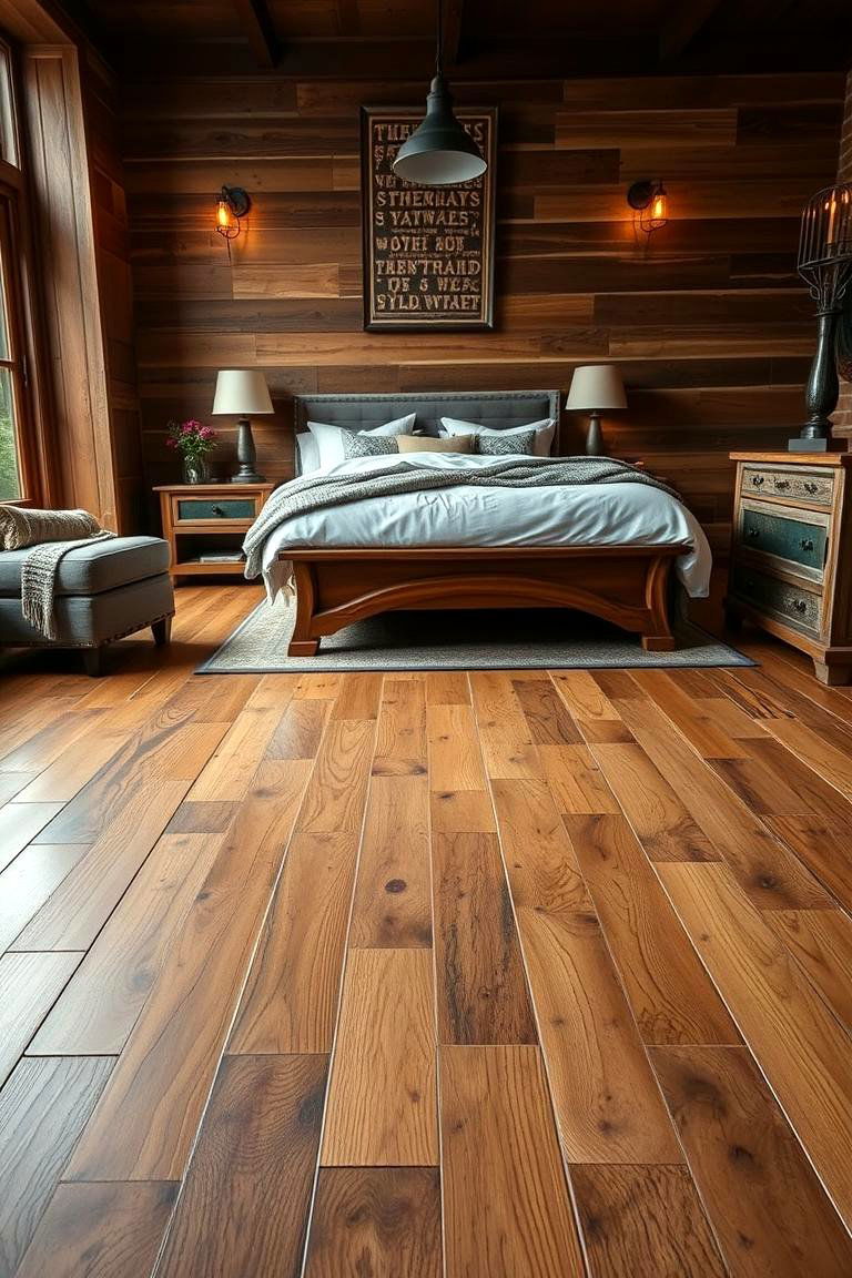 Hand Scraped Wood Detailing - 24 Bedroom Flooring Ideas
