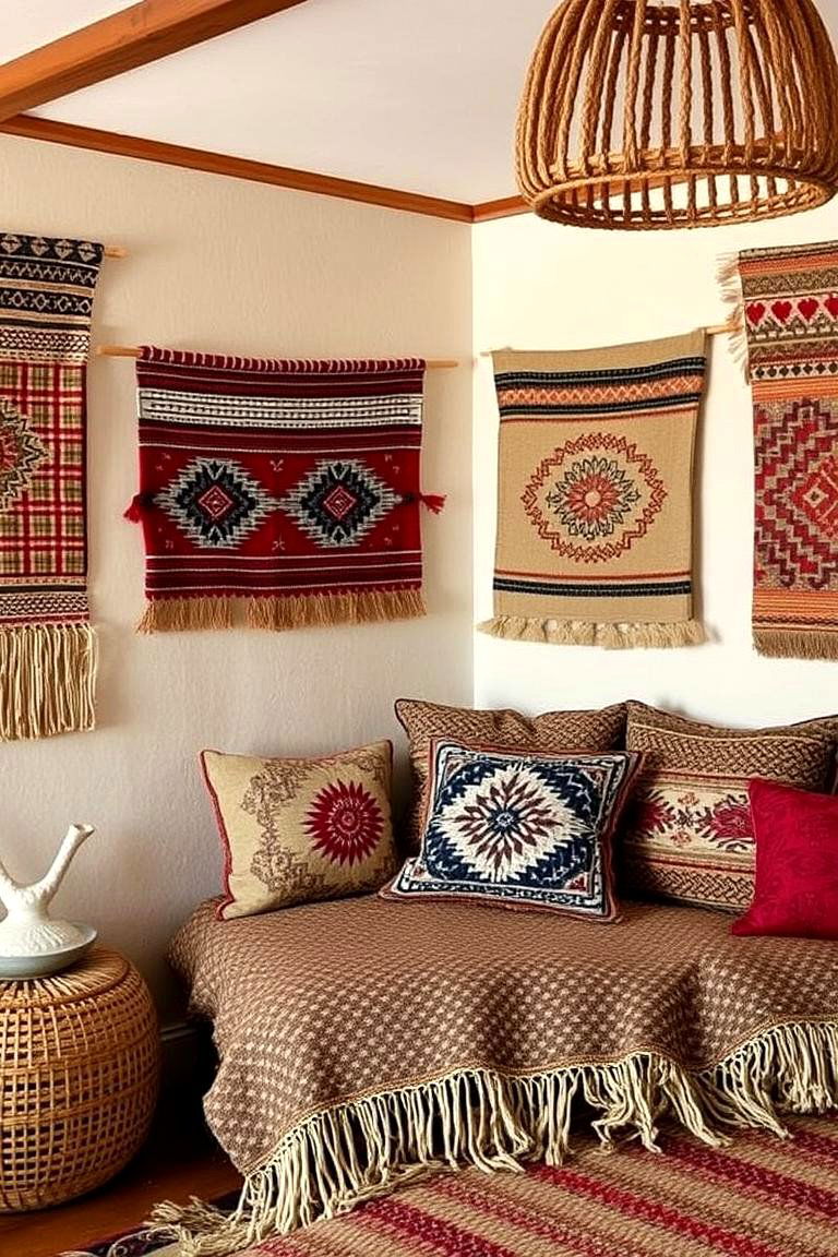 Hand Woven Fabric Accents - 24 Viking Bedroom Ideas