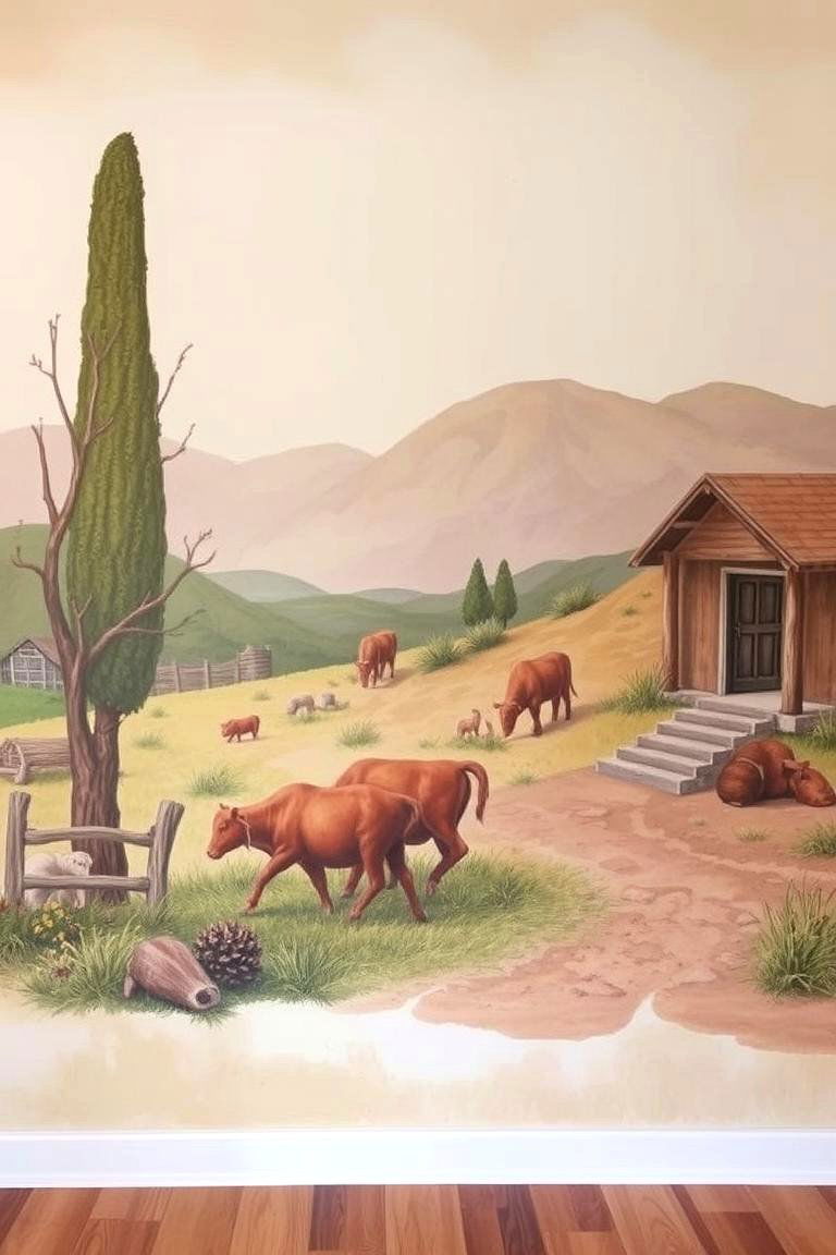 Hand painted Rustic Murals - 24 Rustic Wall Decor Ideas