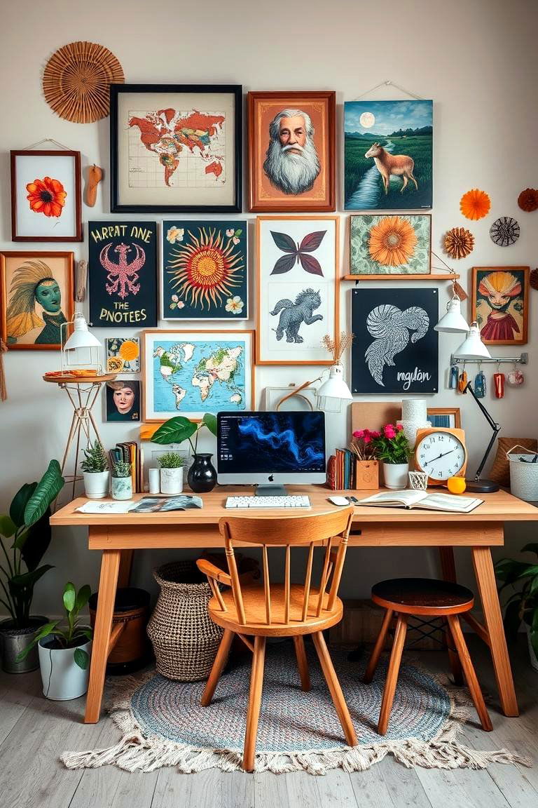 Handcrafted Art Pieces - 24 Bohemian Home Office Ideas