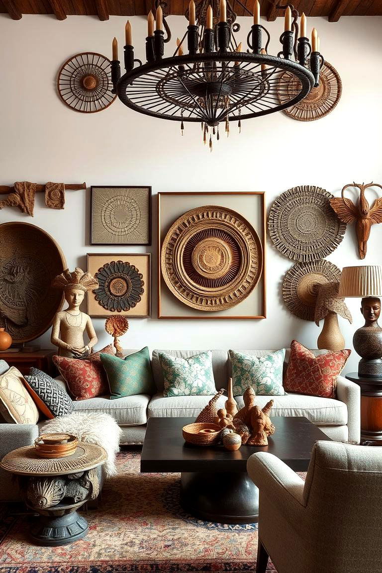 Handcrafted Art and Sculptures - 24 Boho Living Room Ideas