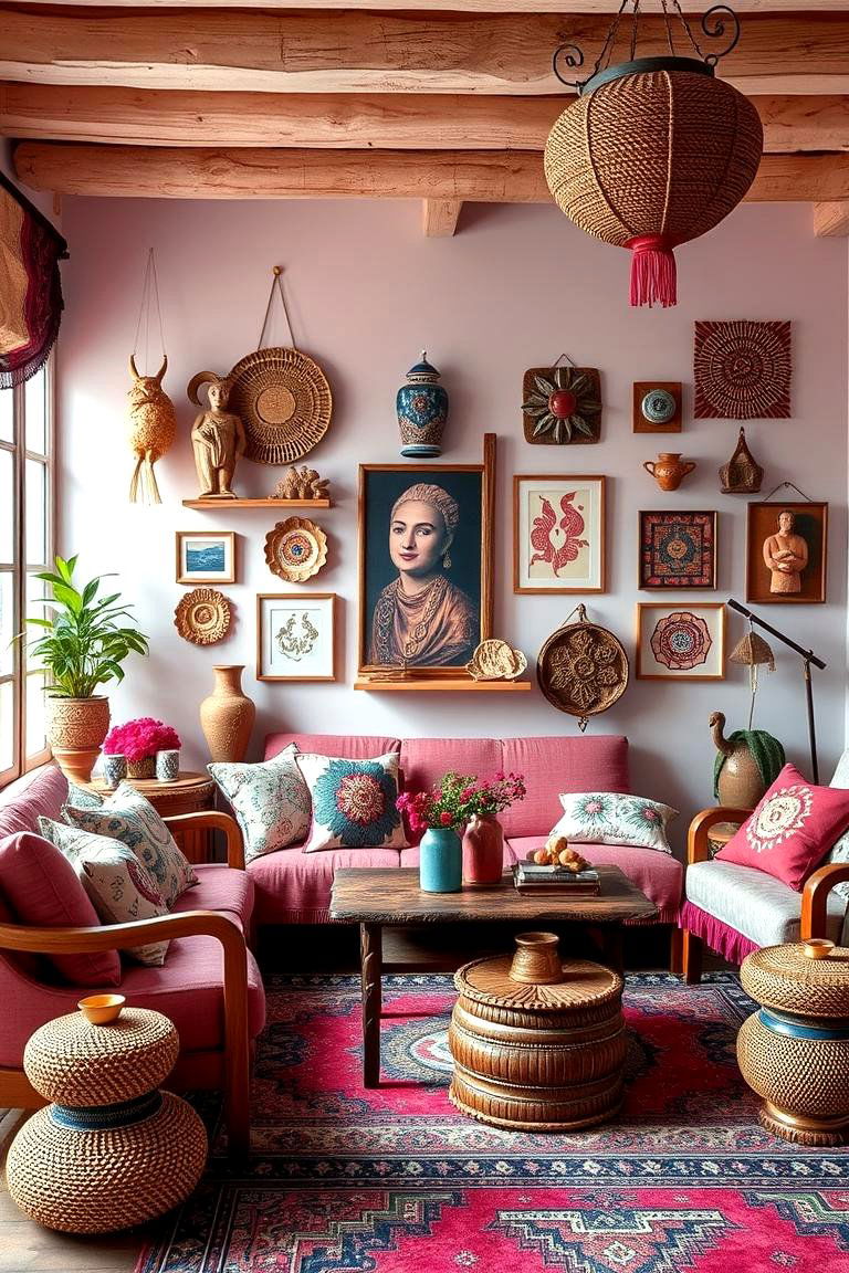 Handcrafted Artisan Pieces - 24 Pink and Blue Living Room Ideas