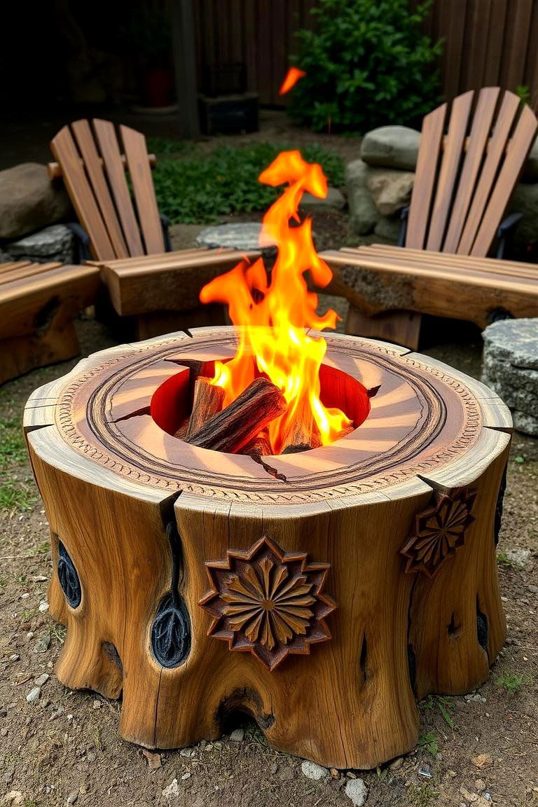 Handcrafted Artisan Pit - 24 Tree Stump Fire Pit Ideas