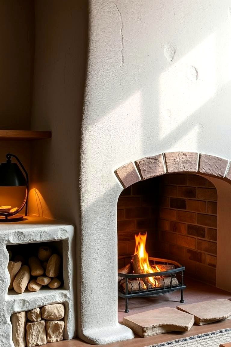 Handcrafted Artisan Stucco Fireplace - 24 Stucco Fireplace Ideas
