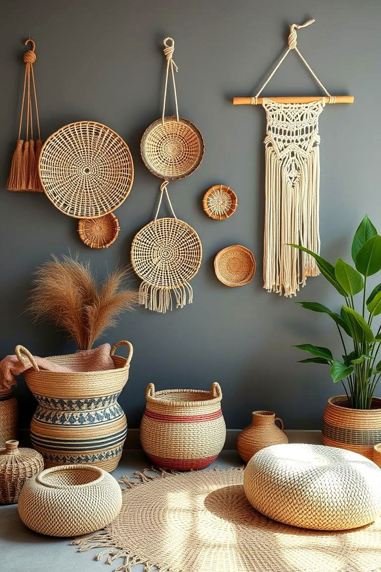 Handcrafted Boho Accents - 24 Grey Boho Bedroom Ideas