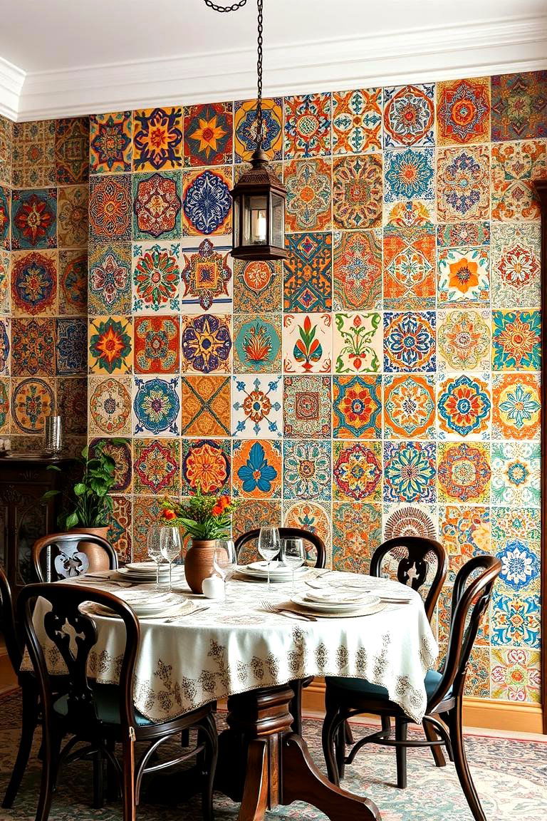 Handcrafted Ceramic Wall Tiles - 24 Dining Room Wall Decor Ideas