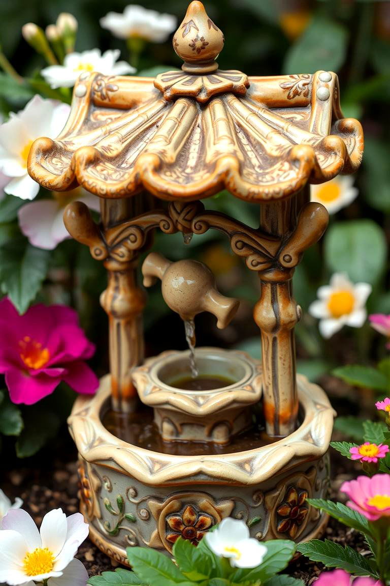 Handcrafted Ceramic Wishing Well - 24 Outdoor Wishing Well Garden Ideas