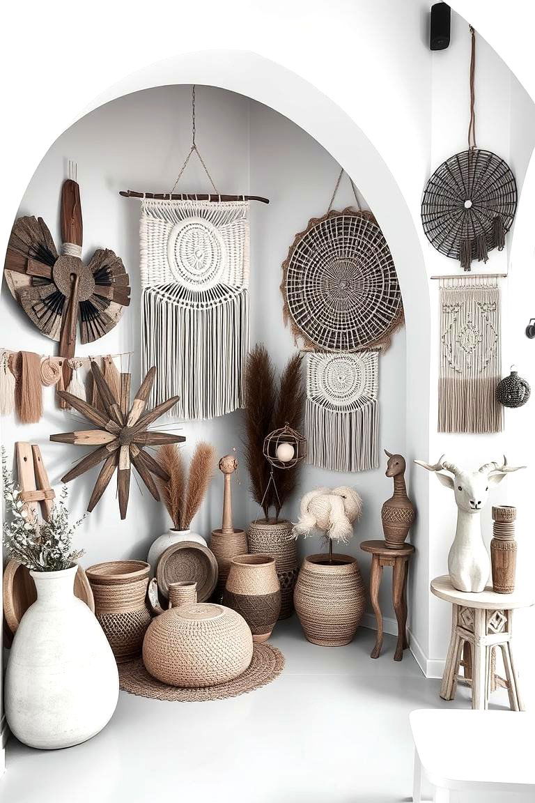 Handcrafted Decor Elements - 24 Black and White Boho Living Room Ideas