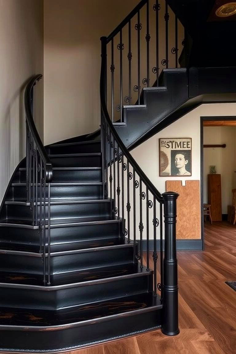 Handcrafted Detail - 24 black staircase ideas