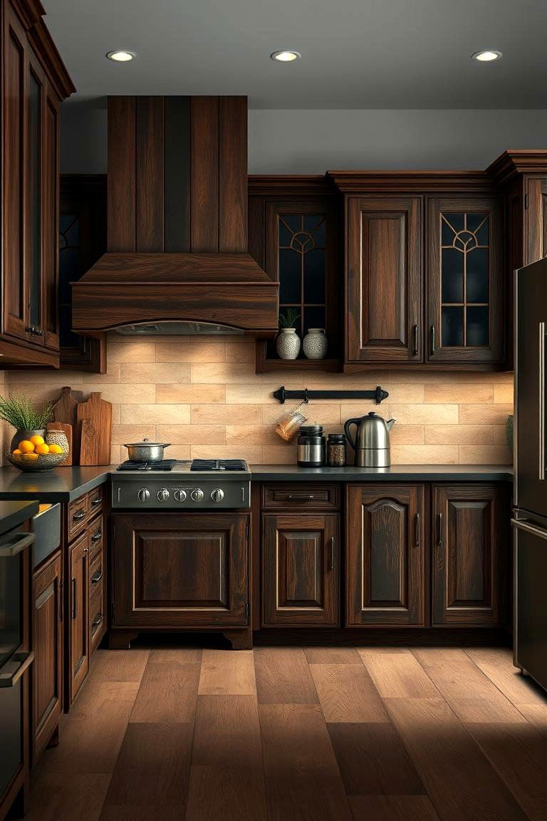 Handcrafted Excellence with Artisanal Touches - 24 Dark Wood Kitchen Cabinets